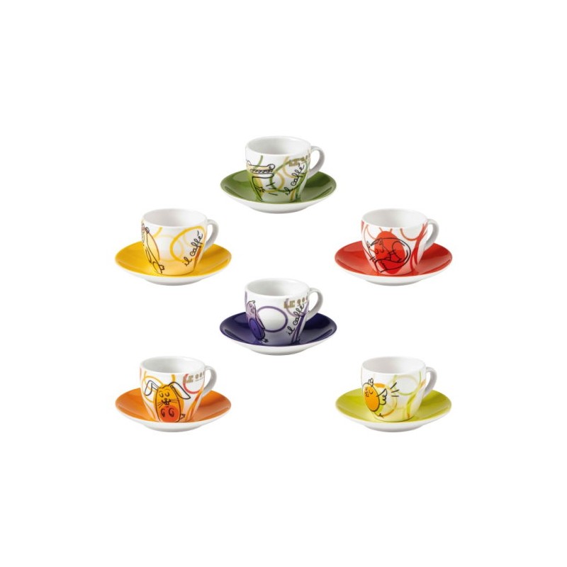 SET 6 TAZZINE CAFFE' BORBONE CON PIATTINO